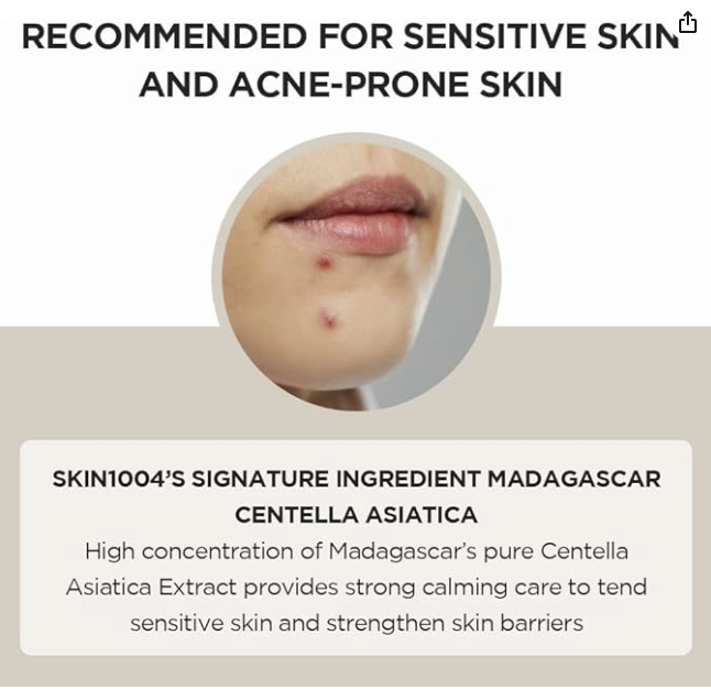 SKIN1004 Madagascar Centella Asiatica Ampoule Facial Serum 1.01 fl.oz(30ml) | 100% Centella Asiatica Extract for Soothing Sensitive and Acne-prone Skin (Ampoule 100ml)