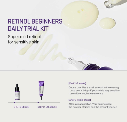 Some By Mi Retinol Intense Trial Kit | 10ml | Mild Korean 0.1% Retinol Face Serum & Eye Cream For Beginner | Fine Lines, Dark Circles, Skin Texture & Elasticity Care