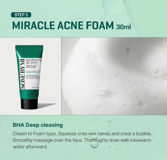 Some By Mi AHA BHA PHA 30Days Miracle AC SOS Kit | Includes Toner 1.01Oz + Serum 0.33Oz + Cream 0.7Oz + Foam 1.01Oz | Mild Exfoliating Daily Skin Care Set For Skin Wastes, Sebum, Oiliness Care